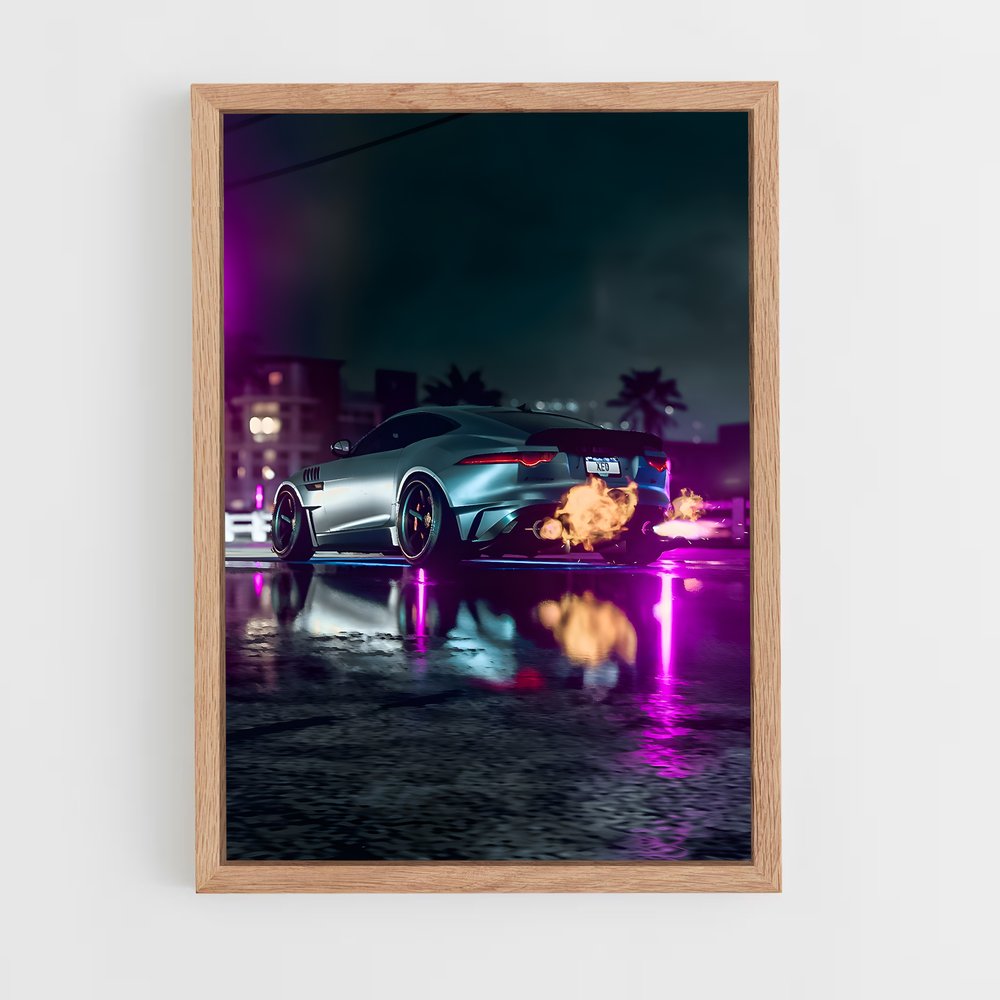 Poster Nuit Enflammée – affiche Jaguar (vue 4)